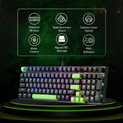 Redragon K740 Mechanical keyboard with RGB lighting on a dark background