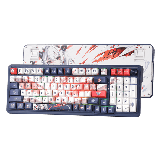 Redragon EU K686 PRO 98 Keys Wireless Gasket RGB Gaming waifu keyboardKeyboard, 3-Modes Anime Mechanical Keyboard w/Hot-Swap Socket, Dedicated Knob Control & Sound Absorbing Pads, Custom Hi-Fi Linear Switch