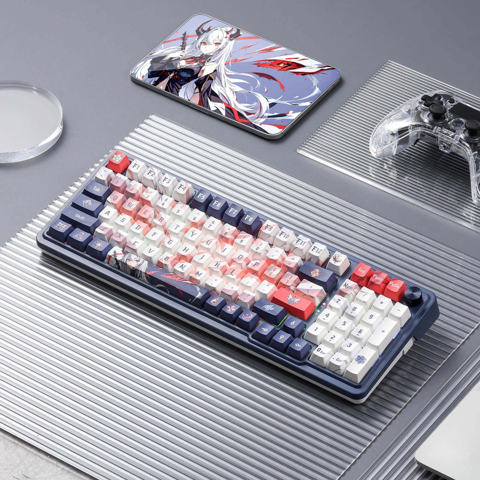 Redragon EU, Redragon K686 PRO 98 Keys Wireless Gasket RGB Gaming Keyboard, 3-Modes Anime Mechanical Keyboard w/Hot-Swap Socket, Dedicated Knob Control & Sound Absorbing Pads, Custom Hi-Fi Linear Switch