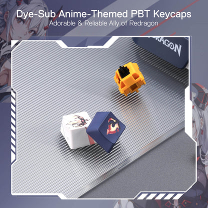 Close-up of Redragon EU K686 Pro SE Keycaps, Highlighting Durable PBT Material and Customizable Hot-Swap Sockets