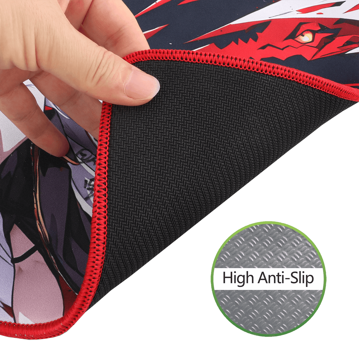 Redragon EU EISA P047 Anime Black Gaming Mouse Pad - Smooth Lycra Surface, Anti-Slip Rubber Base, Spill-Resistant, Durable 3mm Thick Design, Available in Small (13x10 in) & Large (35x16 in), Computer Mouse Mat, Extended Desk Pad,  Perfect for Gaming & Work, Pairs with EISA K1NG M916 PRO Mouse 