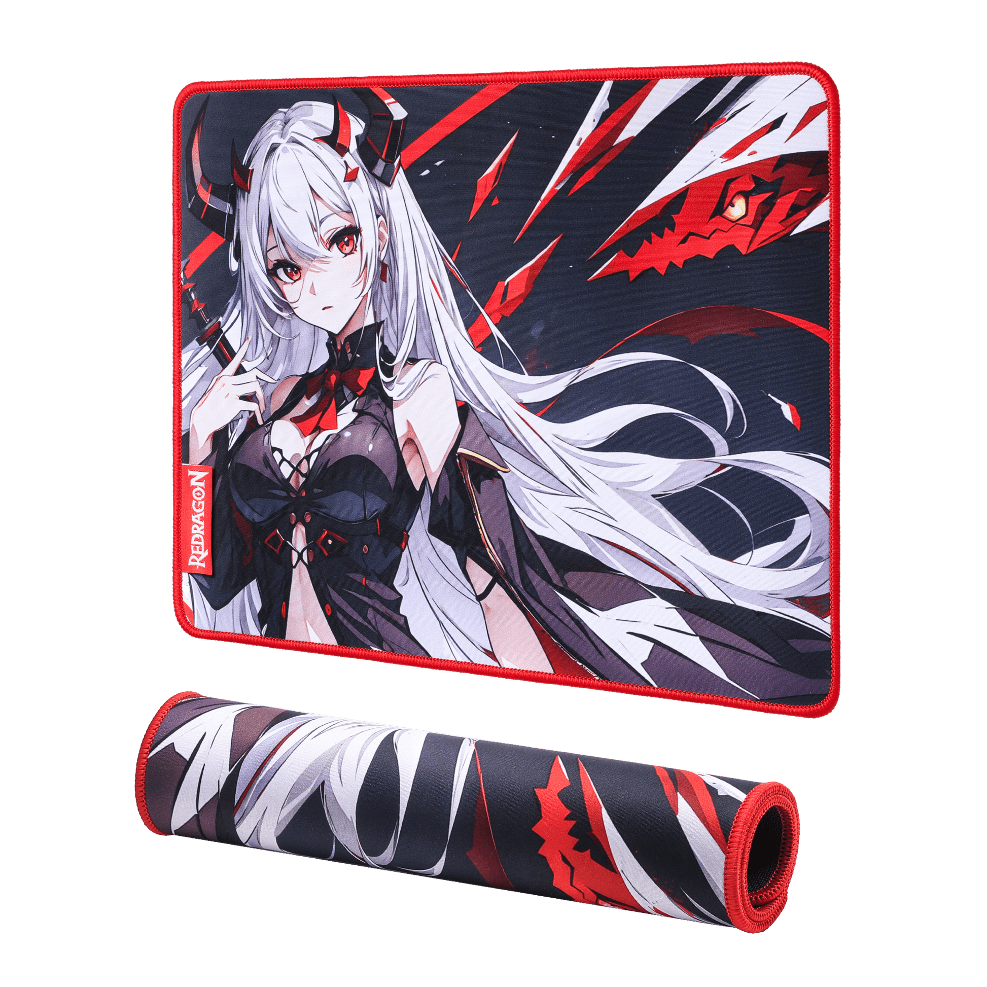 Redragon EU EISA P047 Anime Black Gaming Mouse Pad - Smooth Lycra Surface, Anti-Slip Rubber Base, Spill-Resistant, Durable 3mm Thick Design, Available in Small (13x10 in) & Large (35x16 in), Computer Mouse Mat, Extended Desk Pad,  Perfect for Gaming & Work, Pairs with EISA K1NG M916 PRO Mouse 