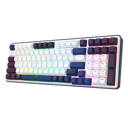 Mechanical keyboard with RGB lighting on a black background | show
