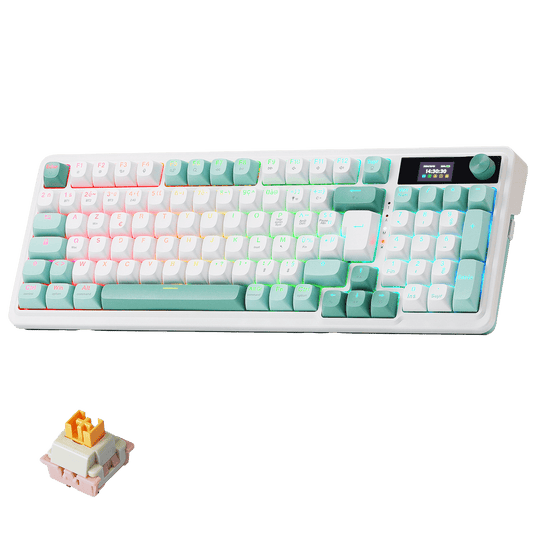 Colorful keyboard with a separate keycap on a white background