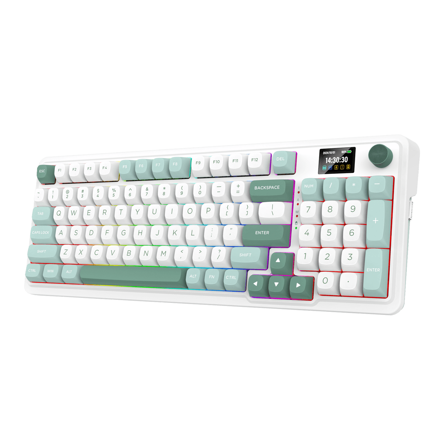 Redragon EU  GALATIN PRO K719 95keys 96% Compact Full-Size Mechanical Keyboard w/LCD Screen & Knob, Gasket Mount, Hot-Swappable Linear Switches, Triple-Mode (USB-C/Bluetooth/2.4GHz), MOA Profile PBT Round Keycaps, RGB Backlit
