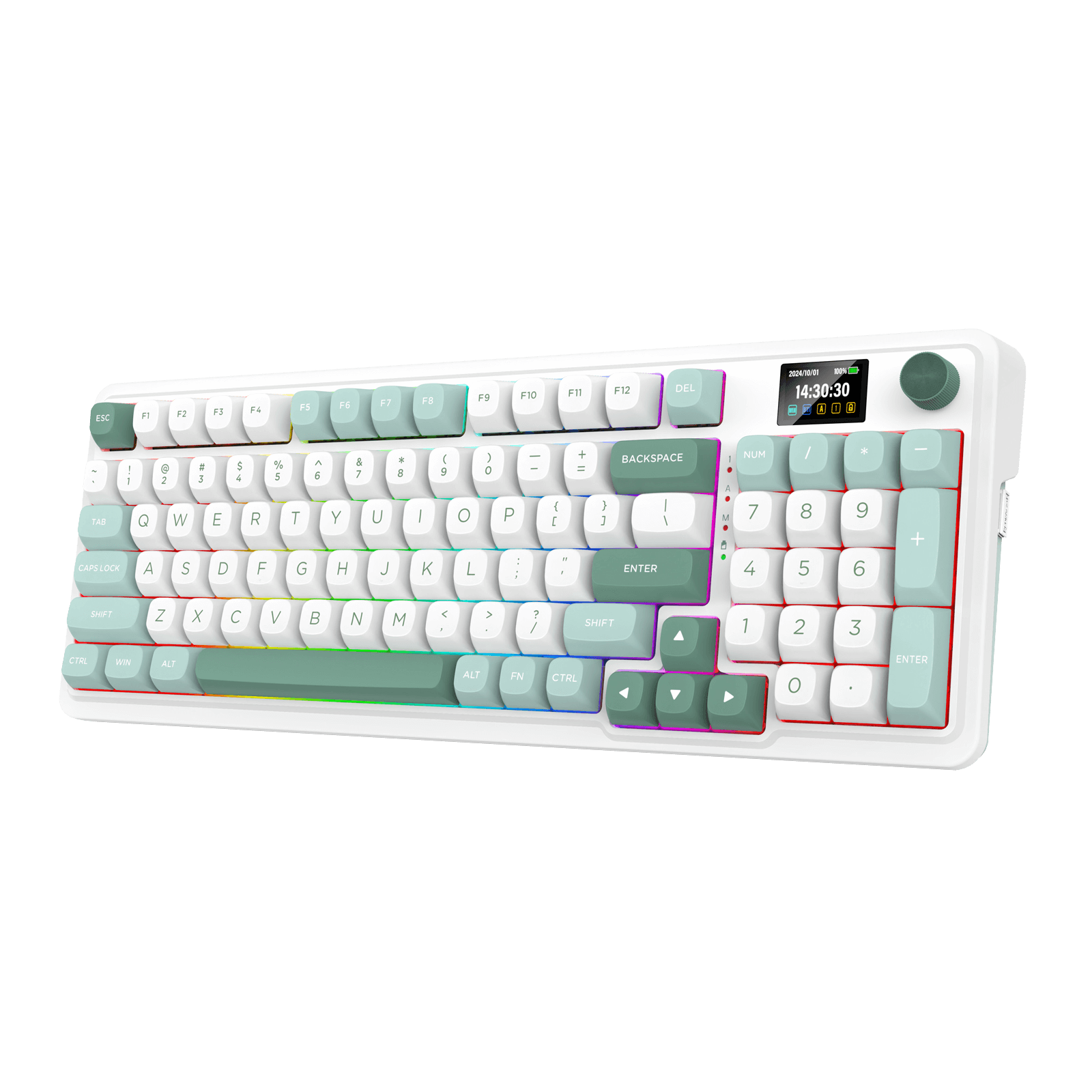 Redragon EU  GALATIN PRO K719 95keys 96% Compact Full-Size Mechanical Keyboard w/LCD Screen & Knob, Gasket Mount, Hot-Swappable Linear Switches, Triple-Mode (USB-C/Bluetooth/2.4GHz), MOA Profile PBT Round Keycaps, RGB Backlit
