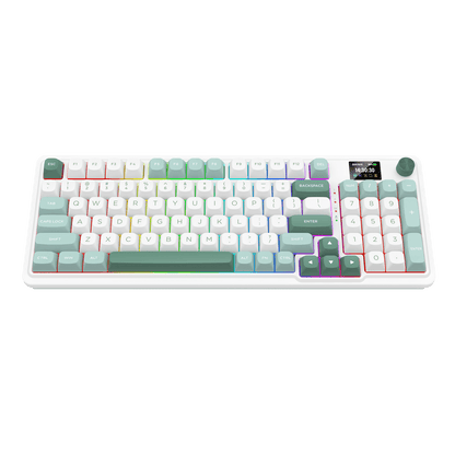 Redragon EU GALATIN PRO K719 95keys 96% Compact Full-Size Mechanical Keyboard w/LCD Screen & Knob, Gasket Mount, Hot-Swappable Linear Switches, Triple-Mode (USB-C/Bluetooth/2.4GHz), MOA Profile PBT Round Keycaps, RGB Backlit
