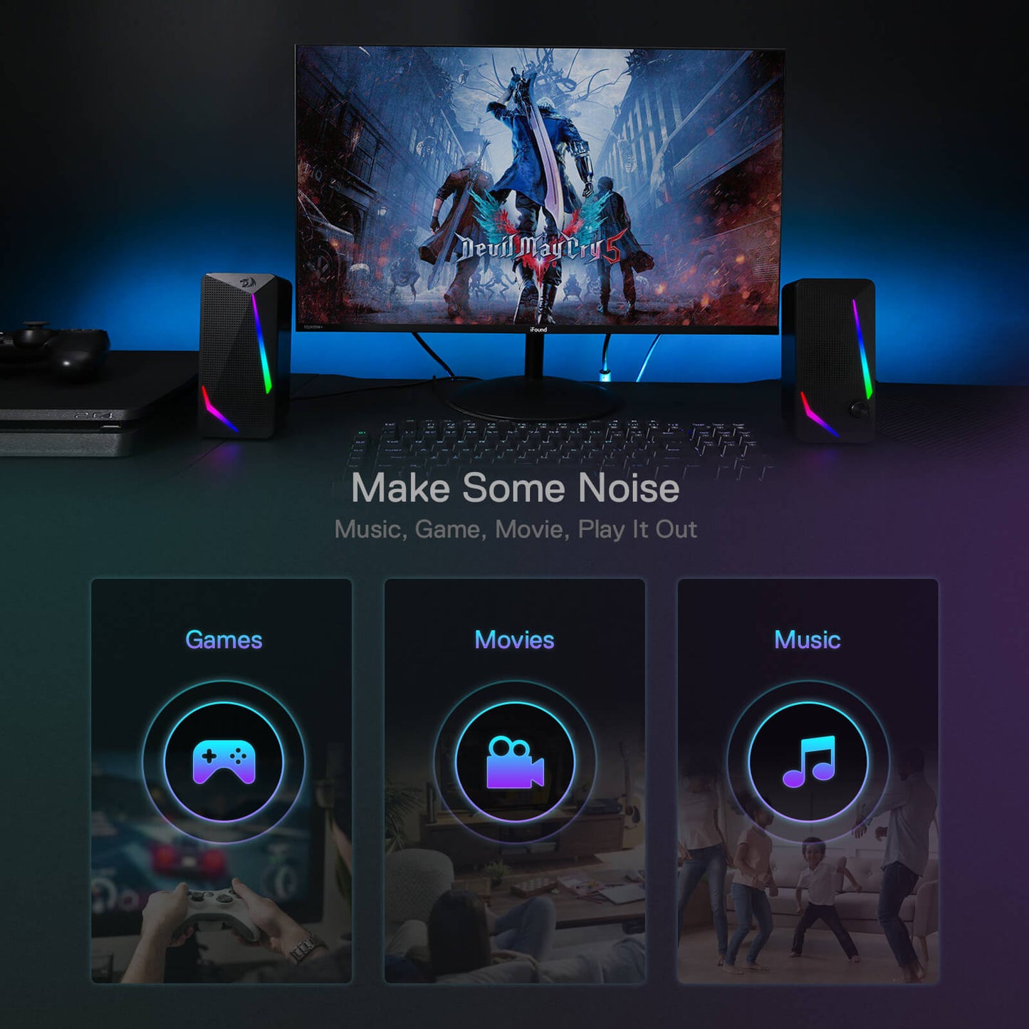 Redragon EU GS510 RGB Desktop Speakers