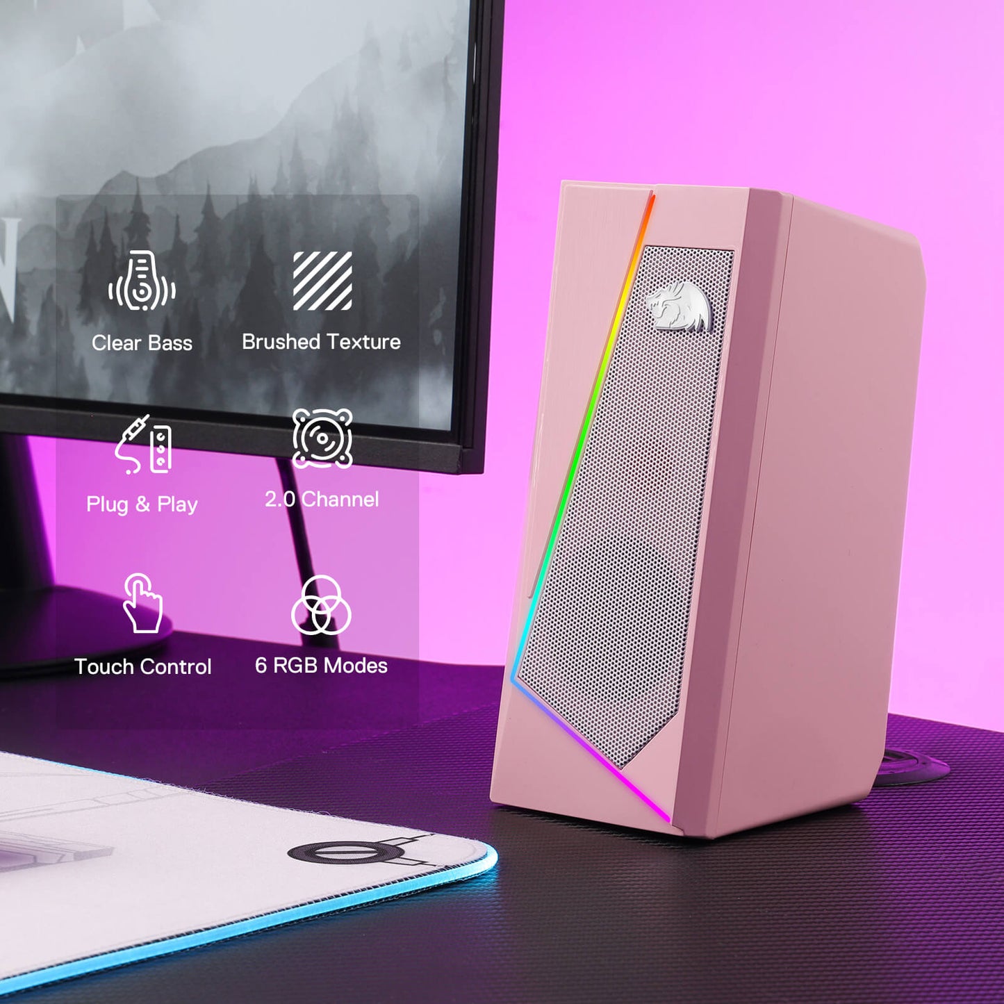 Redragon EU GS520 RGB Pink Speakers