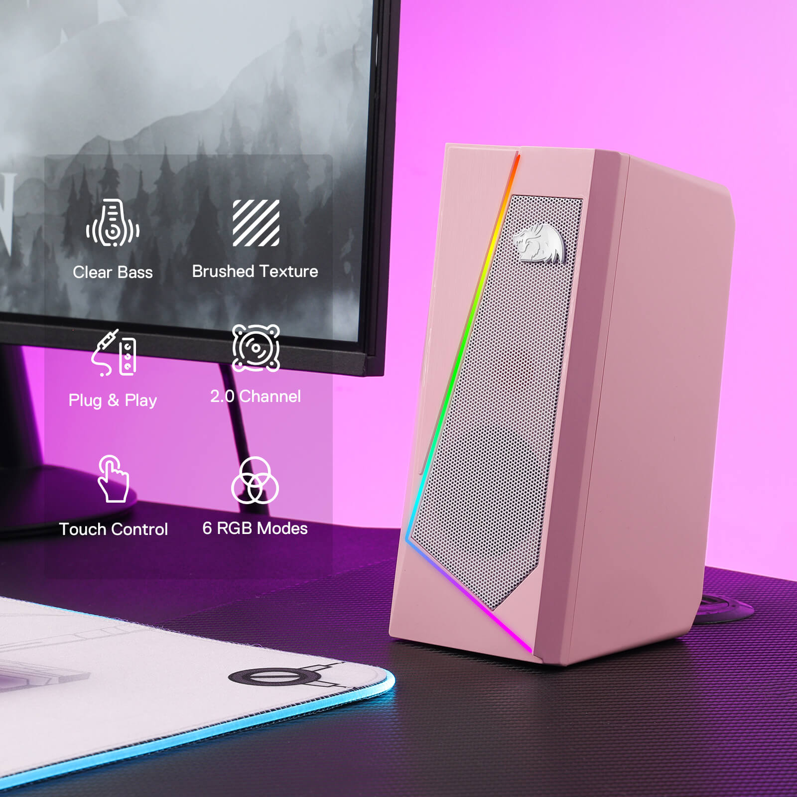 Redragon EU GS520 RGB Pink Speakers