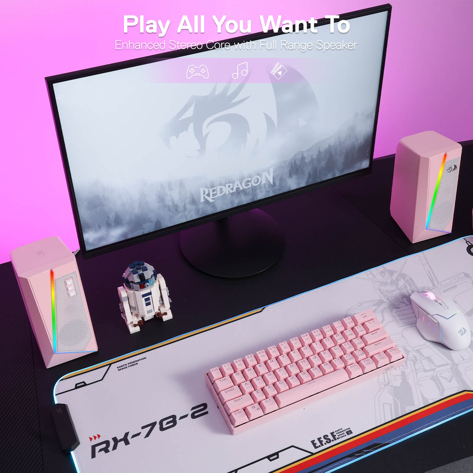 Redragon EU GS520 RGB Pink Speakers