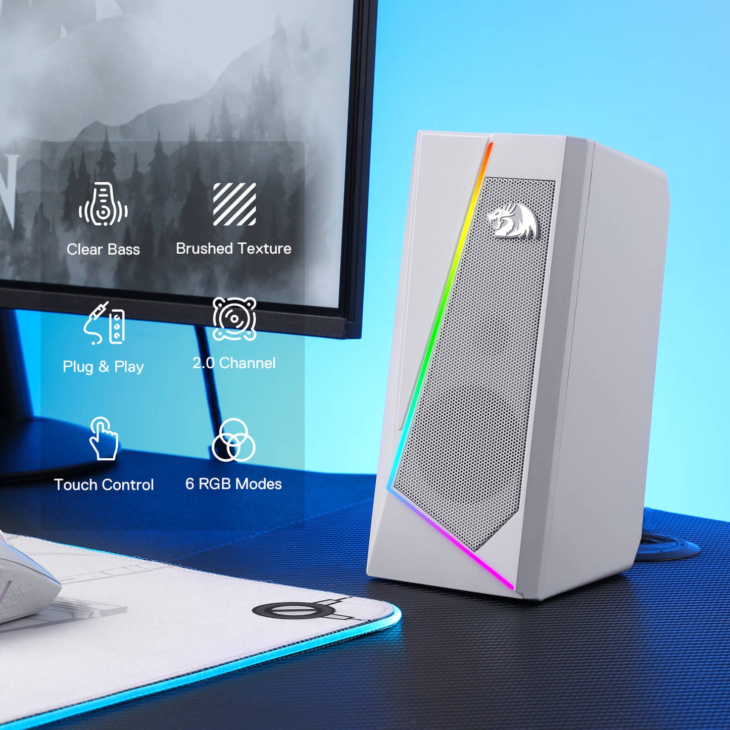 Redragon EU GS520 RGB white Desktop Speakers