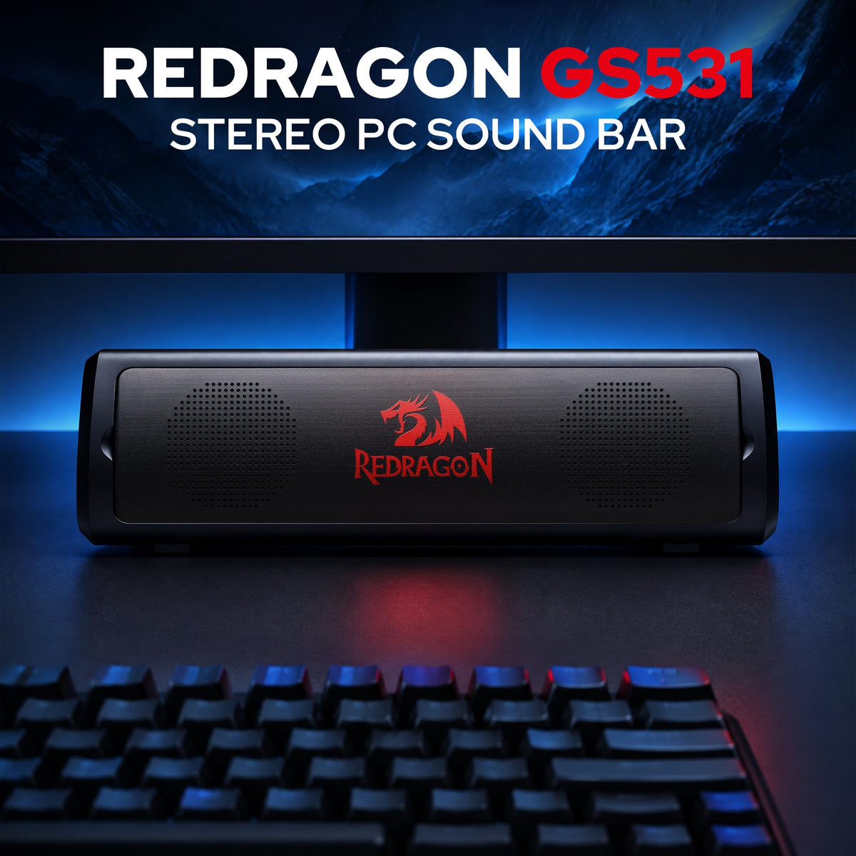 Redragon GS531 Wired 2.0 Channel Sound Desktop Computer Speakers, classic black
3W PC Soundbar with Detachable Panel, Plug & Play USB Powered PC Gaming Speaker, Easy-Access Volume Control