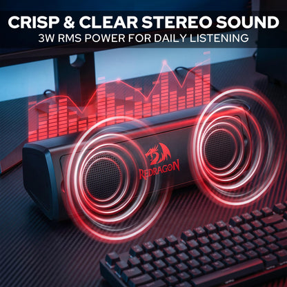 Redragon GS531 Wired 2.0 Channel Sound Desktop Computer Speakers, classic black
 Powered PC Gaming Speaker
