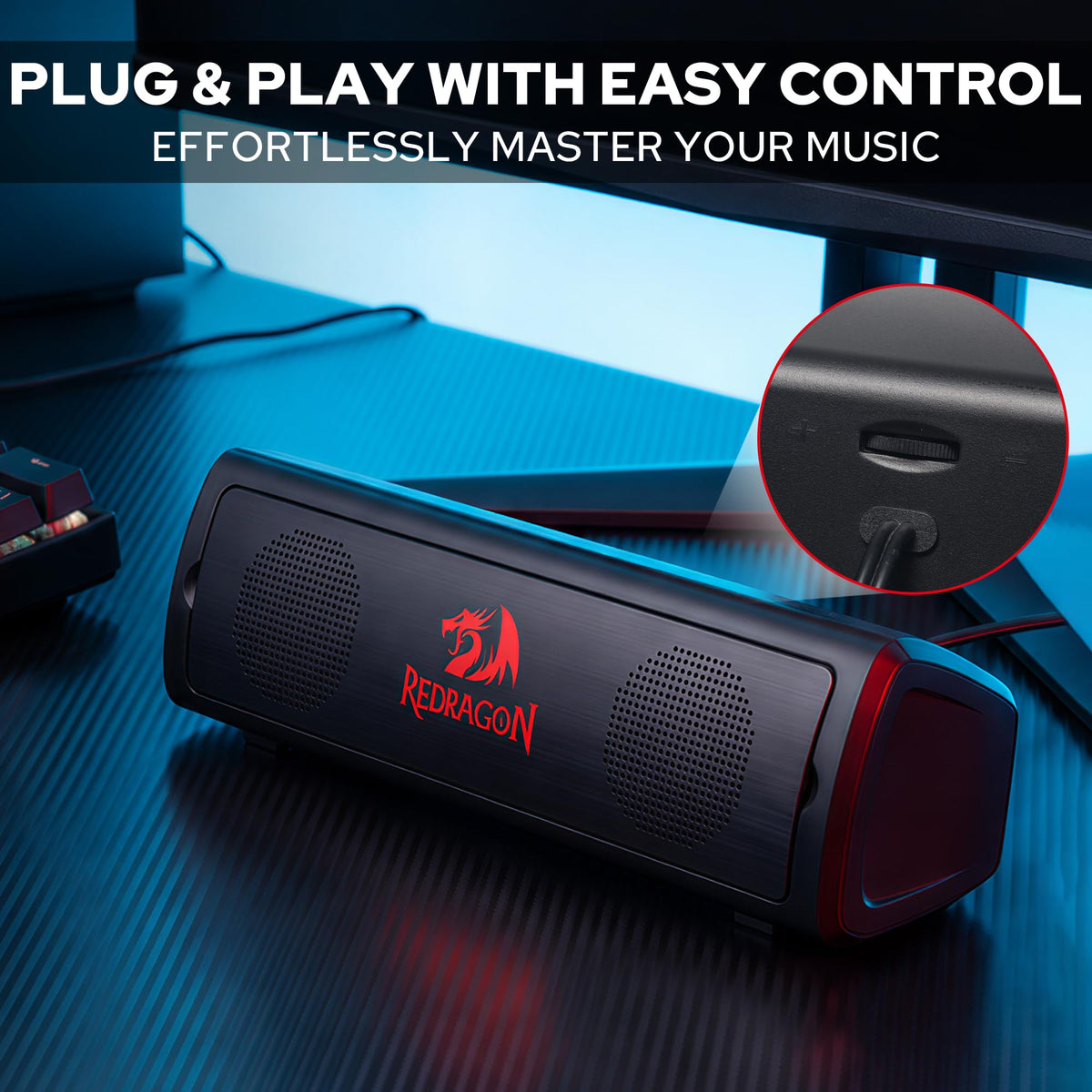Redragon GS531 Wired 2.0 Channel Sound Desktop Computer Speakers, classic black
Plug & Play USB Powered PC Gaming Speaker
