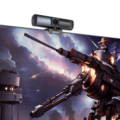 Redragon EU GW911 4K Webcam for PC, Webcam on a futuristic weapon with a space-themed background