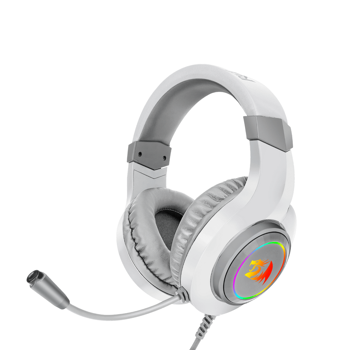 Redragon EU H260 Hylas Wired Gaming Headset, 50 mm Drivers, Stereo Surround Sound, Noise-Canceling Microphone, Dynamic RGB Backlight, Over-Ear Headphones Works for PC/PS4/XBOX ONE/NS, White