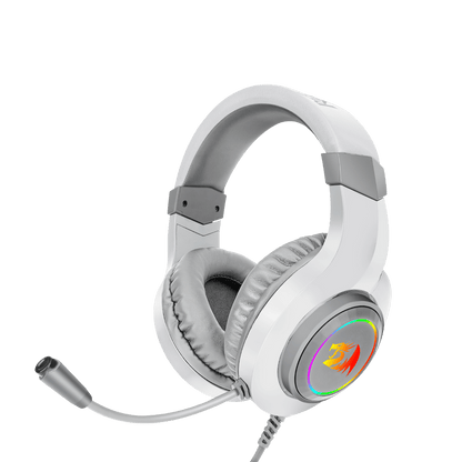 Redragon EU H260 Hylas Wired Gaming Headset, 50 mm Drivers, Stereo Surround Sound, Noise-Canceling Microphone, Dynamic RGB Backlight, Over-Ear Headphones Works for PC/PS4/XBOX ONE/NS, White