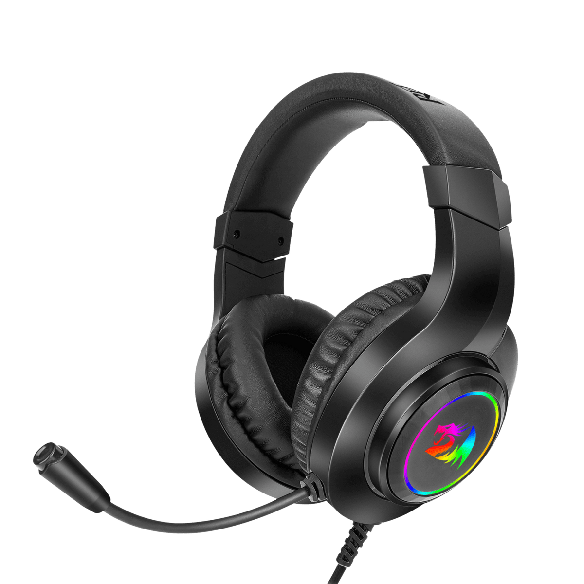 Redragon EU H260 Hylas Wired Gaming Headset, 50 mm Drivers, Stereo Surround Sound, Noise-Canceling Microphone, Dynamic RGB Backlight, Over-Ear Headphones Works for PC/PS4/XBOX ONE/NS, Black