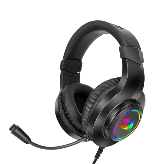 Redragon EU H260 Hylas Wired Gaming Headset, 50 mm Drivers, Stereo Surround Sound, Noise-Canceling Microphone, Dynamic RGB Backlight, Over-Ear Headphones Works for PC/PS4/XBOX ONE/NS, Black