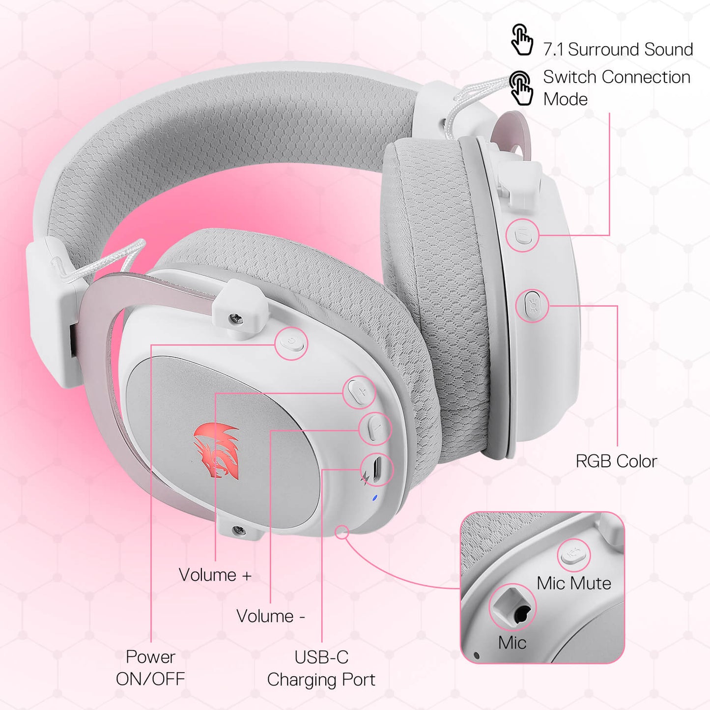Redragon EU H510 White gaming headsets