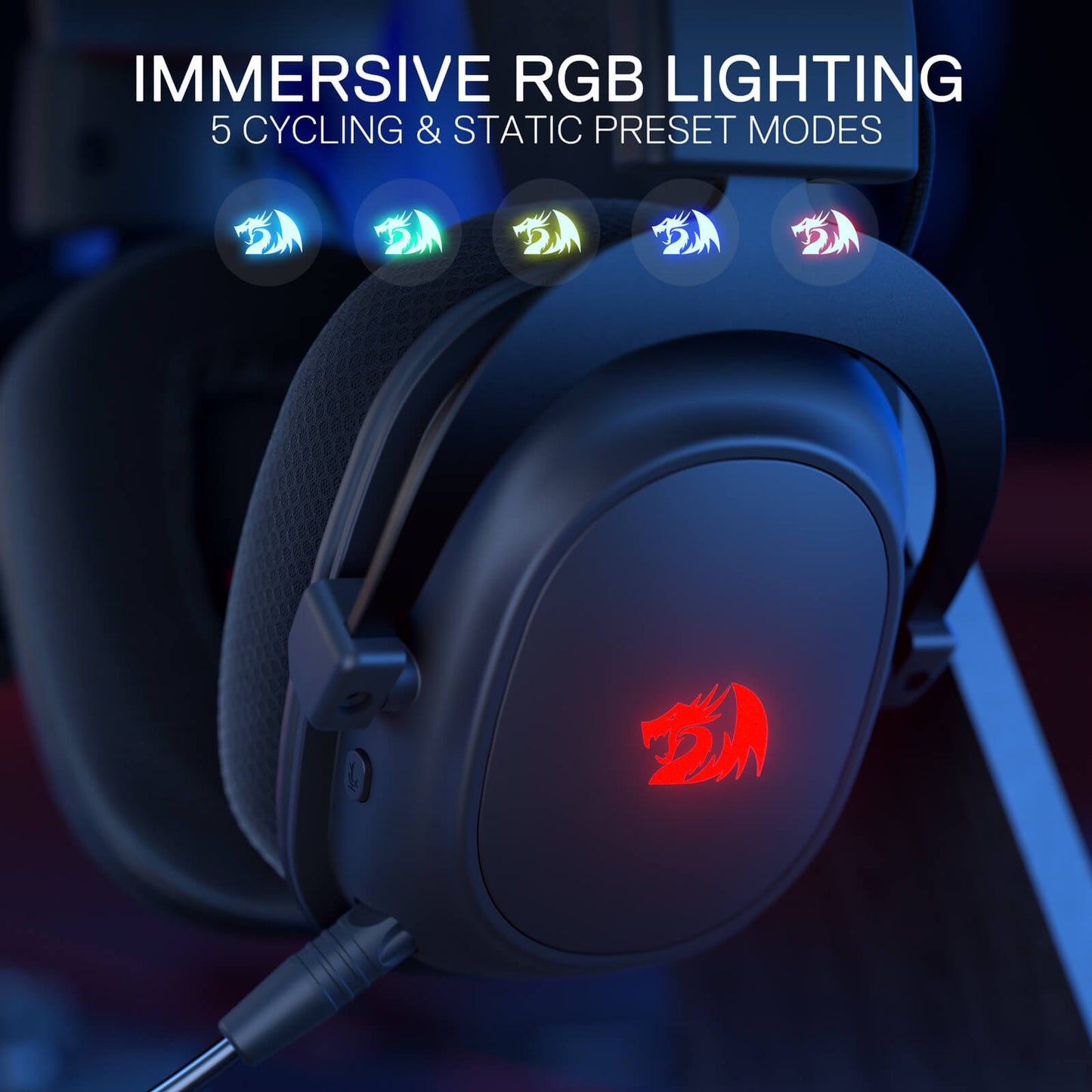 Redragon EU H510 PRO 3-Mode RGB Gaming Headset - 7.1 Surround Sound - 53MM Audio Drivers in Memory Foam Ear Pads w/Durable Fabric Cover- Multi Platforms Headphone - USB Powered for PC/PS4/NS