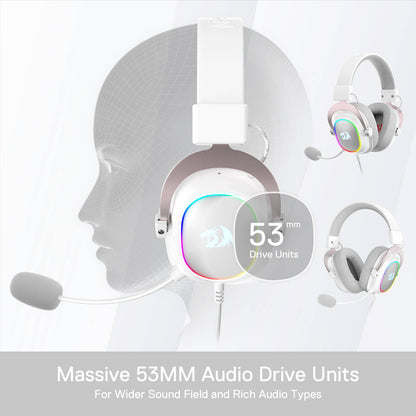 Redragon EU H510 Zeus-X RGB White Wired Gaming Headset - 7.1 Surround Sound