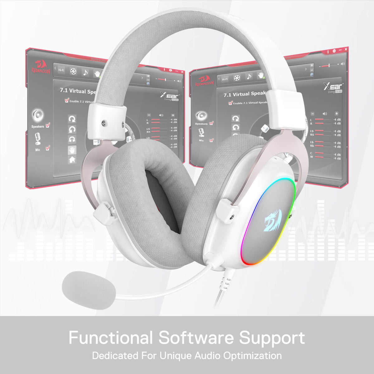 Redragon EU H510 Zeus-X RGB White Wired Gaming Headset - 7.1 Surround Sound