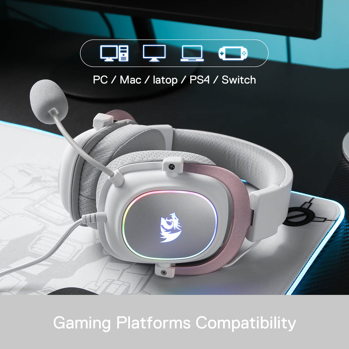 Redragon EU H510 Zeus-X RGB White Wired Gaming Headset - 7.1 Surround Sound