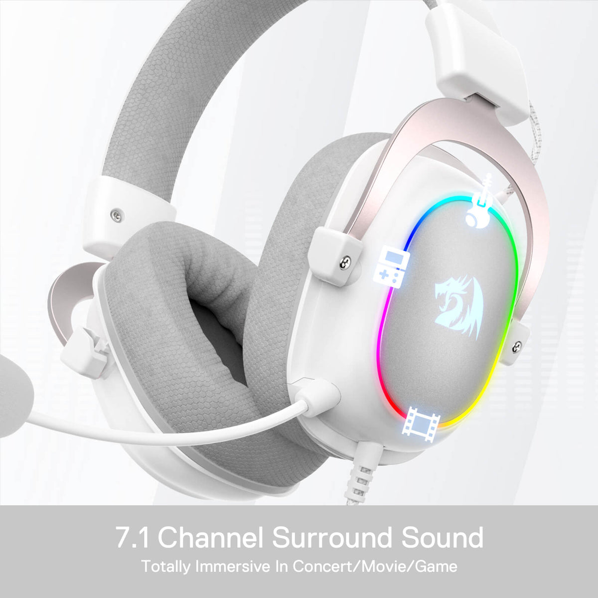 Redragon EU H510 Zeus-X RGB White Wired Gaming Headset - 7.1 Surround Sound