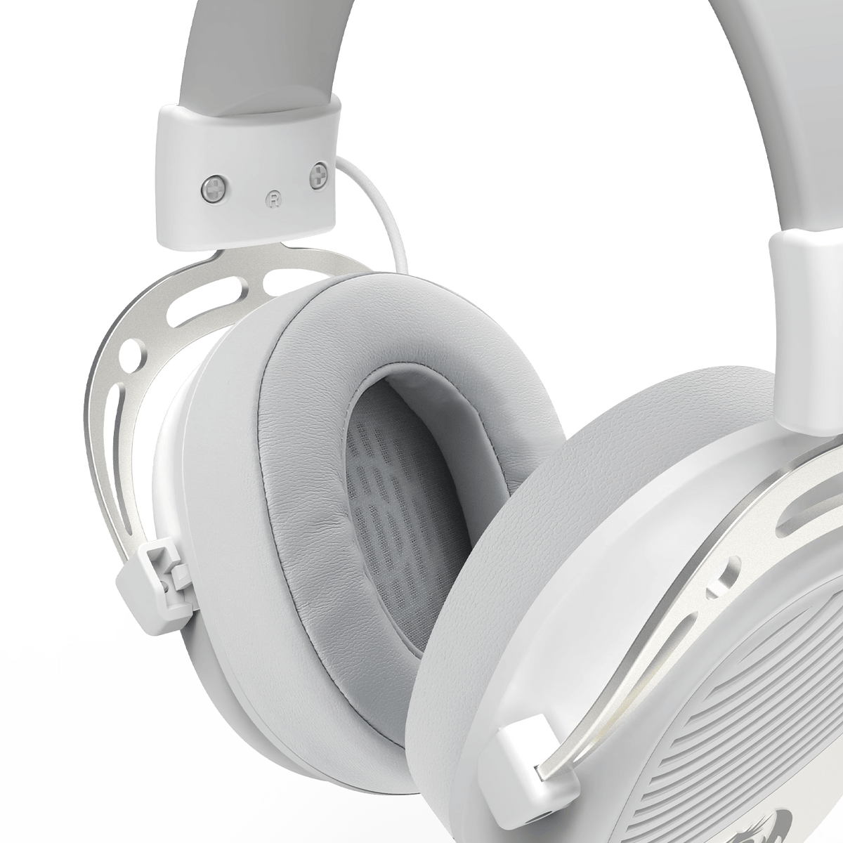 Redragon EU H730 USB Wired Gaming Headset - 53mm Drivers, 360° Spatial Sound, Detachable Noise-Canceling Microphone, Magnetic Replaceable Ear Cushions, Over-Ear Headphones Works for PC/PS4/PS5, White