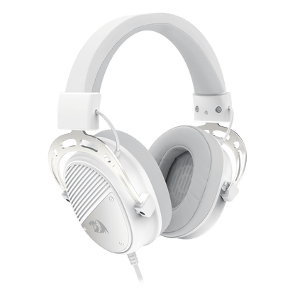 Redragon EU H730 USB Wired Gaming Headset - 53mm Drivers, 360° Spatial Sound, Detachable Noise-Canceling Microphone, Magnetic Replaceable Ear Cushions, Over-Ear Headphones Works for PC/PS4/PS5, White