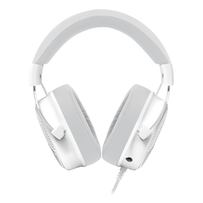 Redragon EU H730 USB Wired Gaming Headset - 53mm Drivers, 360° Spatial Sound, Detachable Noise-Canceling Microphone, Magnetic Replaceable Ear Cushions, Over-Ear Headphones Works for PC/PS4/PS5, White