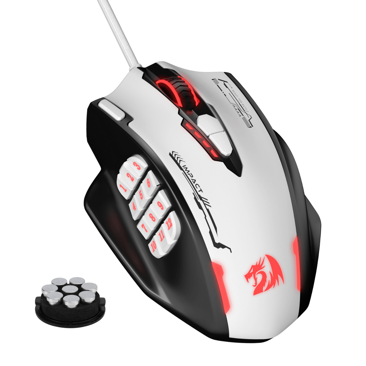 Redragon EU M908 Impact RGB LED MMO Gaming Mouse with 12 Side Buttons, Optical Wired Ergonomic Mouse with Max 24,000DPI, High Precision, 18 Programmable Macro Shortcuts, Comfort Grip