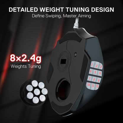 Redragon EU M908 Impact RGB LED MMO Gaming Mouse with 12 Side Buttons, Optical Wired Ergonomic Mouse with Max 24,000DPI, High Precision, 18 Programmable Macro Shortcuts, Comfort Grip