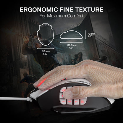 Redragon EU M908 Impact RGB LED MMO Gaming Mouse with 12 Side Buttons, Optical Wired Ergonomic Mouse with Max 24,000DPI, High Precision, 18 Programmable Macro Shortcuts, Comfort Grip