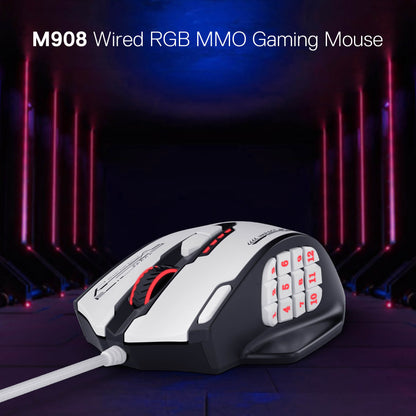 Redragon EU M908 Impact RGB LED MMO Gaming Mouse with 12 Side Buttons, Optical Wired Ergonomic Mouse with Max 24,000DPI, High Precision, 18 Programmable Macro Shortcuts, Comfort Grip
