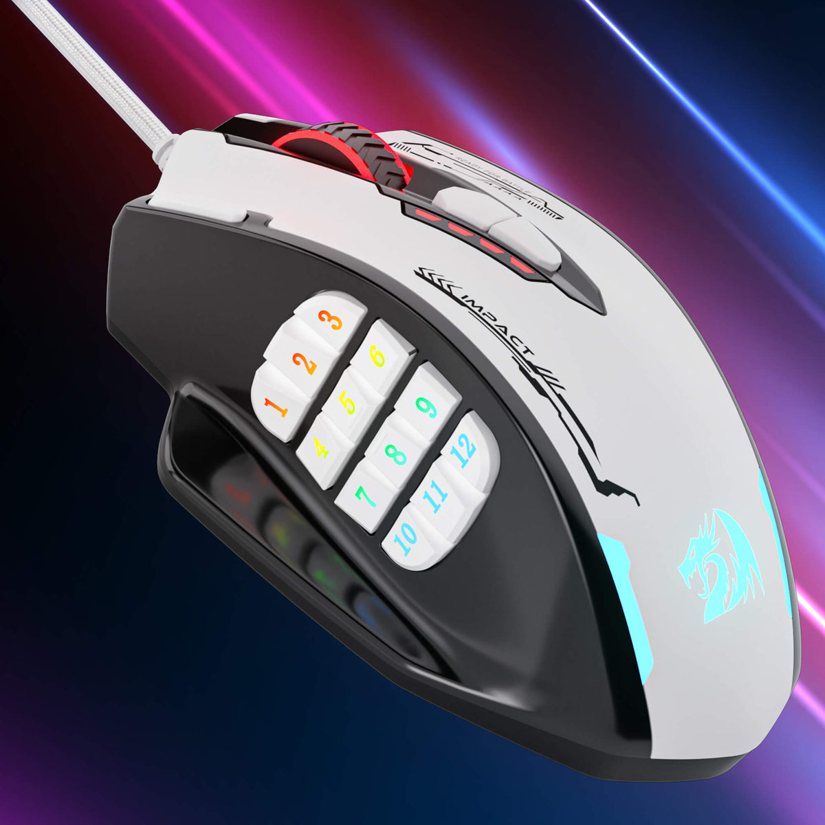 Redragon EU M908 Impact RGB LED MMO Gaming Mouse with 12 Side Buttons, Optical Wired Ergonomic Mouse with Max 24,000DPI, High Precision, 18 Programmable Macro Shortcuts, Comfort Grip