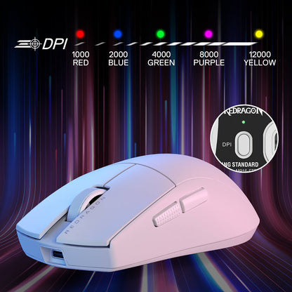 Redragon EU M916 STD 3-Mode Wireless Gaming Mouse, 49G Ultra-Light 24K DPI Mice w/Ergonomic Natural Grip Build, Full Programmable Buttons, Software Supports DIY Keybinds & DPI