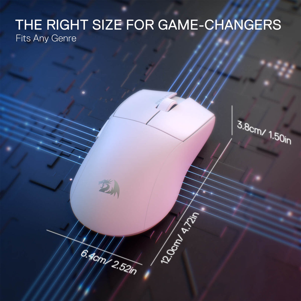 Redragon EU M916 STD 3-Mode Wireless Gaming Mouse, 49G Ultra-Light 24K DPI Mice w/Ergonomic Natural Grip Build, Full Programmable Buttons, Software Supports DIY Keybinds & DPI