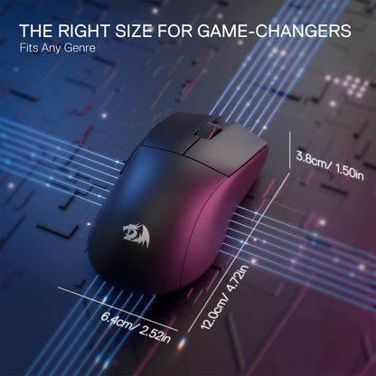 Redragon EU M916 STD 3-Mode Wireless Gaming Mouse, 49G Ultra-Light 24K DPI Mice w/Ergonomic Natural Grip Build, Full Programmable Buttons, Software Supports DIY Keybinds & DPI