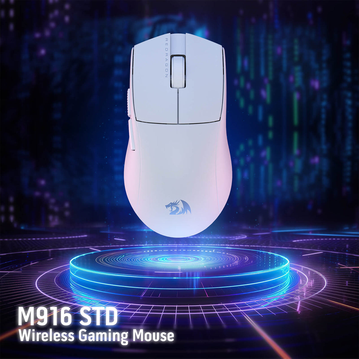 Redragon EU M916 STD 3-Mode Wireless Gaming Mouse, 49G Ultra-Light 24K DPI Mice w/Ergonomic Natural Grip Build, Full Programmable Buttons, Software Supports DIY Keybinds & DPI