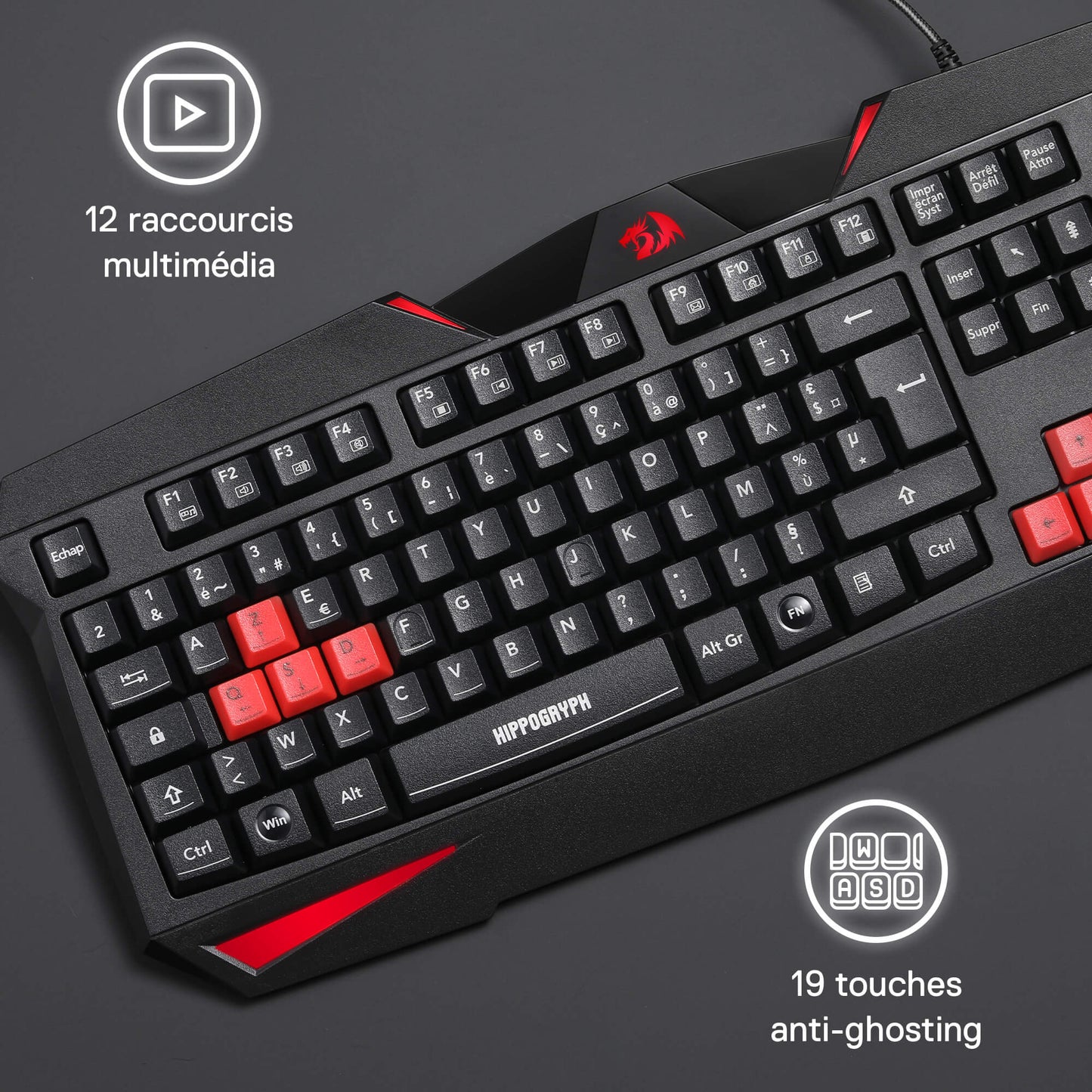 Redragon EU, Gaming keyboard with red keys on a dark background