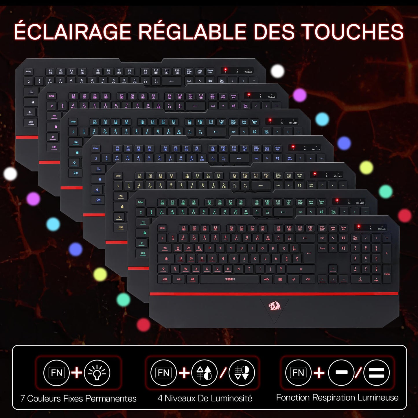 Redragon EU Keyboard with customizable backlighting on a dark background