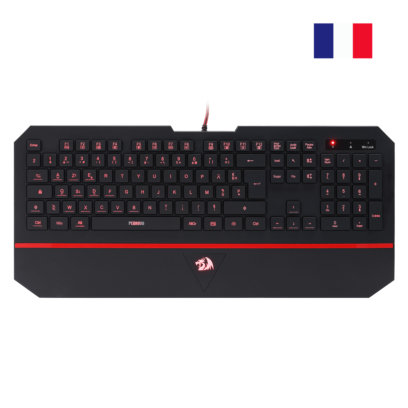 Redragon EU K502 Clavier De Jeu À Membrane Filiaire、avec Repose-Poignet、Touches Multimédia、Mince、Durable、Silencieux、Ergonomique、AZERTY FR、Parfait pour Ordinateur、Idéal pour Les Players、Noir