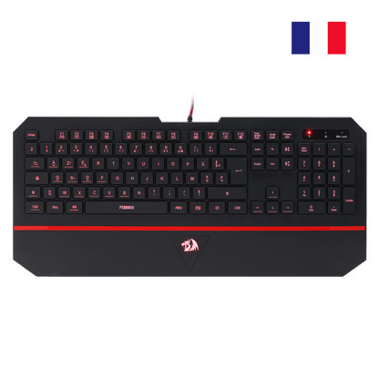 Redragon EU K502 Clavier De Jeu À Membrane Filiaire、avec Repose-Poignet、Touches Multimédia、Mince、Durable、Silencieux、Ergonomique、AZERTY FR、Parfait pour Ordinateur、Idéal pour Les Players、Noir