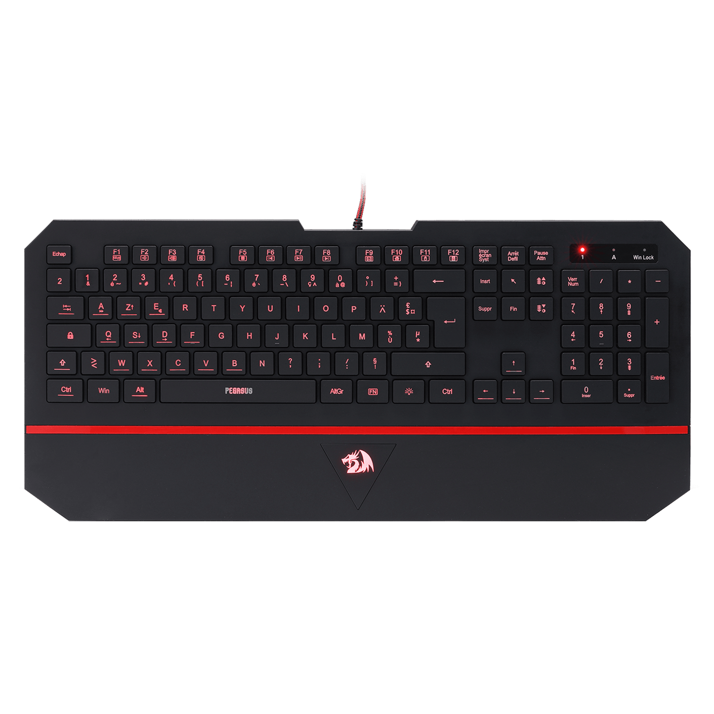 Redragon EU K502 Clavier De Jeu À Membrane Filiaire、avec Repose-Poignet、Touches Multimédia、Mince、Durable、Silencieux、Ergonomique、AZERTY FR、Parfait pour Ordinateur、Idéal pour Les Players、Noir