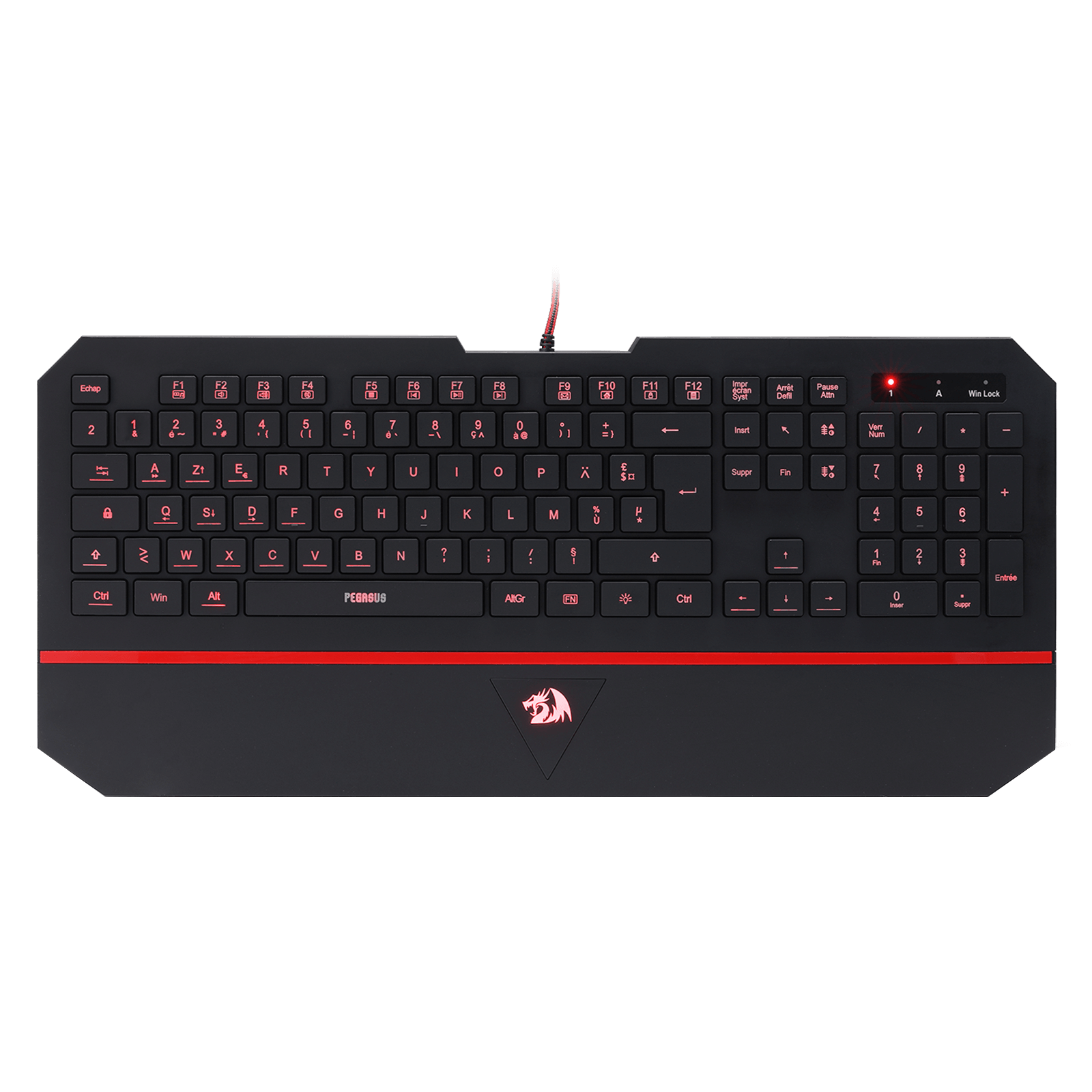 Redragon EU K502 Clavier De Jeu À Membrane Filiaire、avec Repose-Poignet、Touches Multimédia、Mince、Durable、Silencieux、Ergonomique、AZERTY FR、Parfait pour Ordinateur、Idéal pour Les Players、Noir