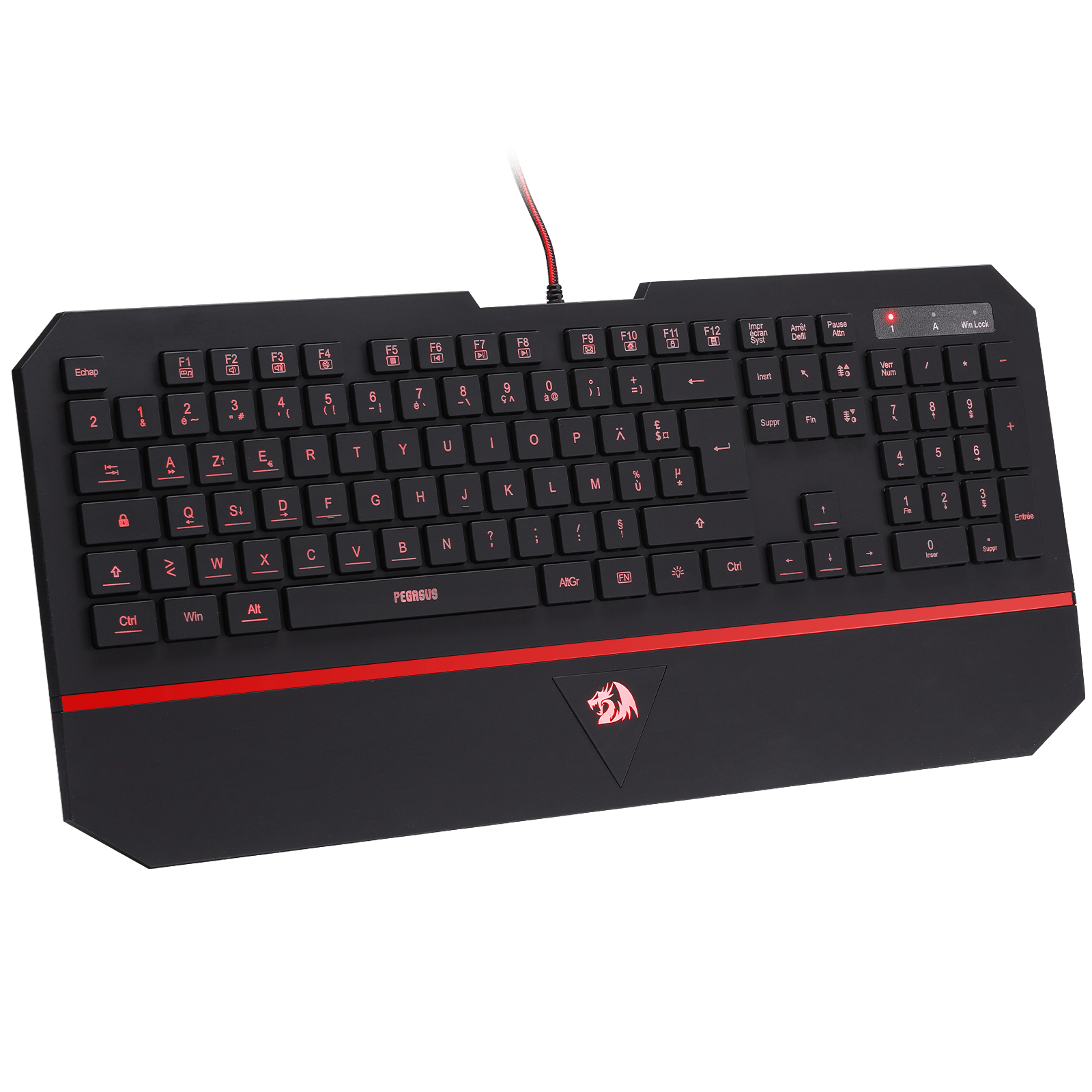 Redragon EU K502 Clavier De Jeu À Membrane Filiaire、avec Repose-Poignet、Touches Multimédia、Mince、Durable、Silencieux、Ergonomique、AZERTY FR、Parfait pour Ordinateur、Idéal pour Les Players、Noir