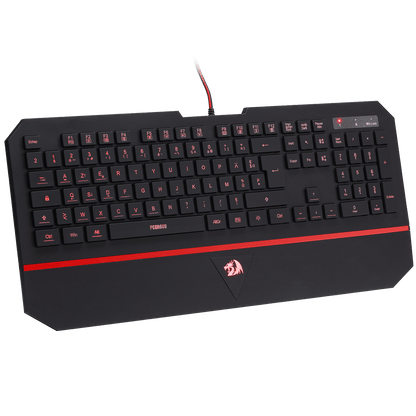 Redragon EU K502 Clavier De Jeu À Membrane Filiaire、avec Repose-Poignet、Touches Multimédia、Mince、Durable、Silencieux、Ergonomique、AZERTY FR、Parfait pour Ordinateur、Idéal pour Les Players、Noir